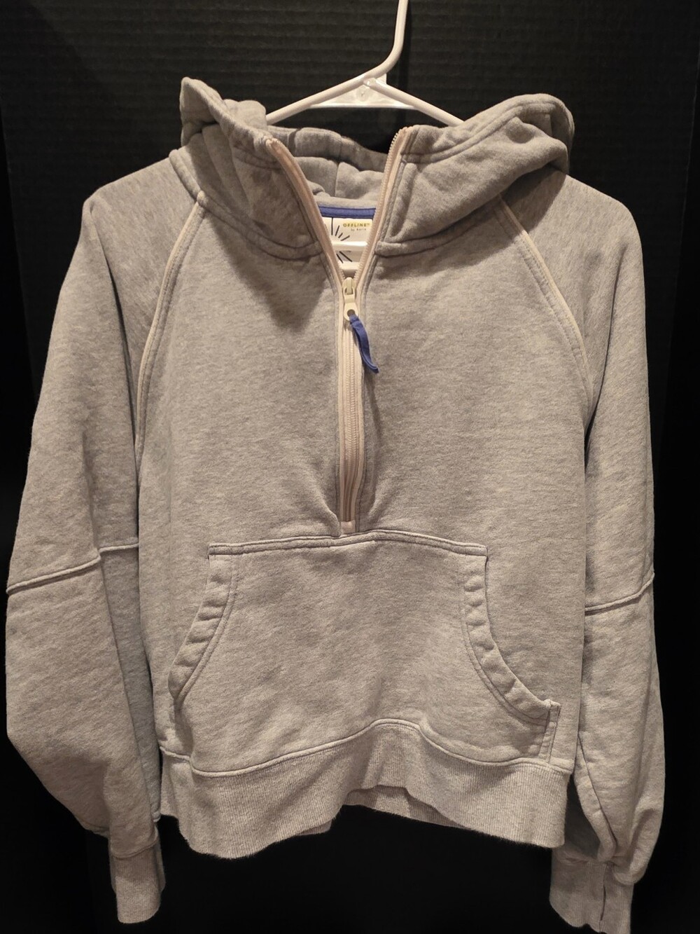 aerie Light Gray Half-Zip Hoodie Sweatshirt
